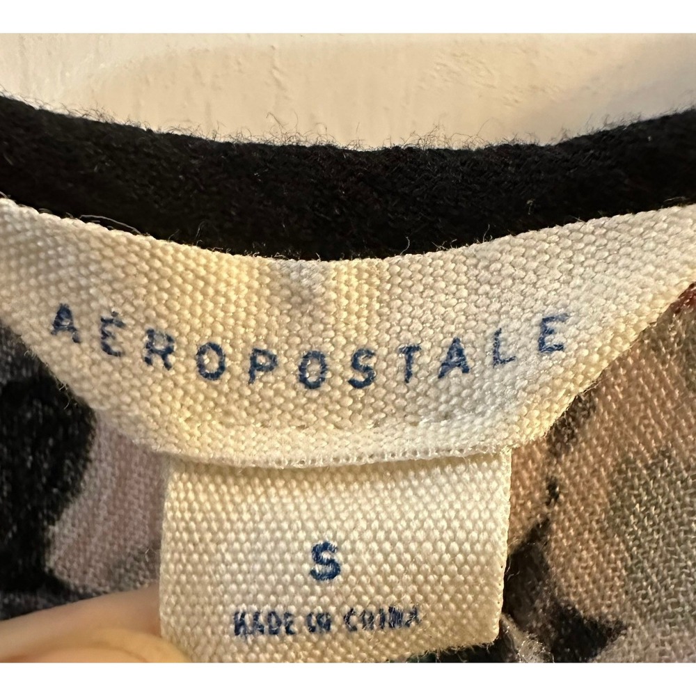 Aeropostale Floral‎ Maxi Dress Spaghetti Strap Black White Teal Size S - Picture 2 of 8
